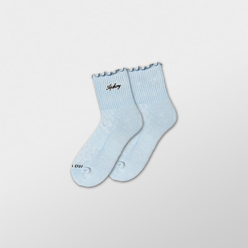 WMNS Lettuce Edge Quarter Socks - Pale Blue